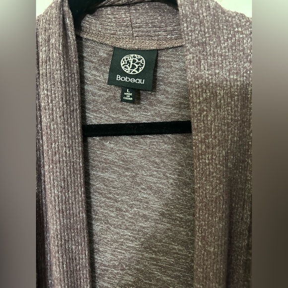 Bobeau Women’s Open Front Large Purple / Eggplant Heather Cardigan with Pockets - Picture 4 of 6